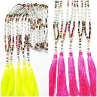 wooden beads colorful mix tassels necklaces handmade 60 Pieces shipping free